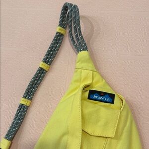 Limited Kavu Bright Yellow Sling Bag with Patterned Strap for hiking